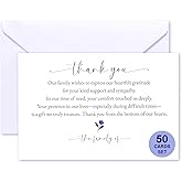 Slyitokbhr Thank You cards for Funeral with Envelopes Message Inside, 50 Pack 4×6 Inch Sympathy Thank You Cards After Funeral Notes