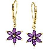 Ross-Simons 1.60 ct. t.w. Amethyst Flower Drop Earrings in 18kt Gold Over Sterling