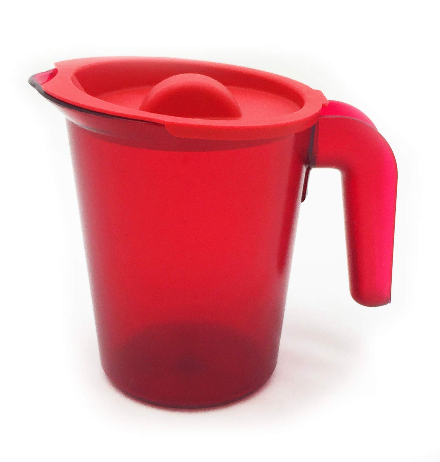 Roltex Small 500ml Frosted Coloured Jug with Lid Unbreakable Plastic (Red)