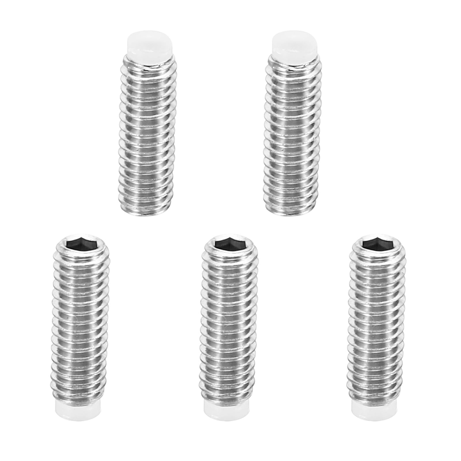PATIKIL M4x12mm Nylon Tip Grub Screw, 5 Pack Metric Hex Socket Head Cup Point Anti Slip Set Screws Internal Hex Drive Hardware, 304 Stainless Steel