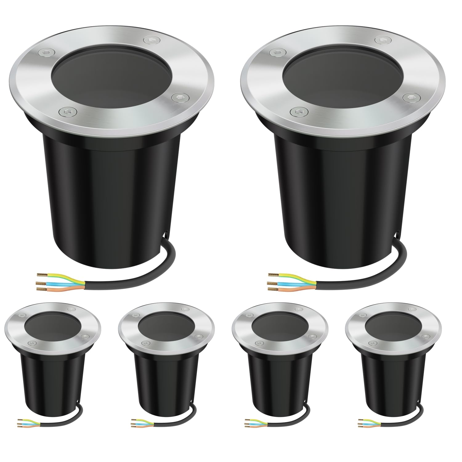 ledscom.de 6 pcs. Ground recessed Light BOLI for Outdoors, IP67, Stainless Steel, Round, 108mm Ø, 1x GU10 max. 15W — image 1