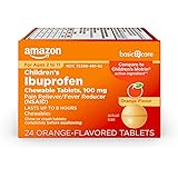 Amazon Basic Care Children's Ibuprofen Chewable Tablets, 100 mg, Pain Reliever and Fever Reducer, Orange, 24 Count (Pack of 1