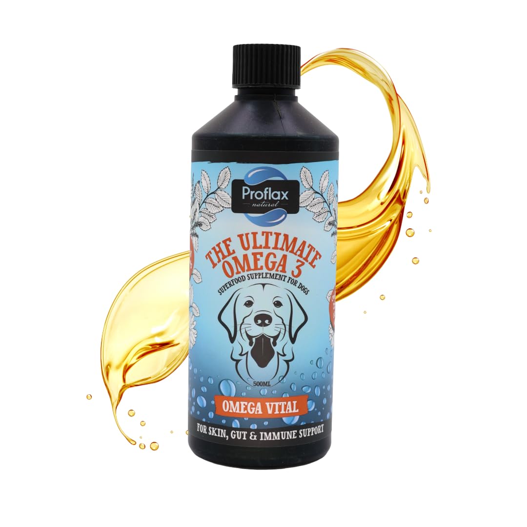 Proflax Omega Vital Skin, Gut & Immune Care for Dogs – Salmon Oil with Herbal Tinctures for Itchiness, Digestion & Overall Health - 500ml