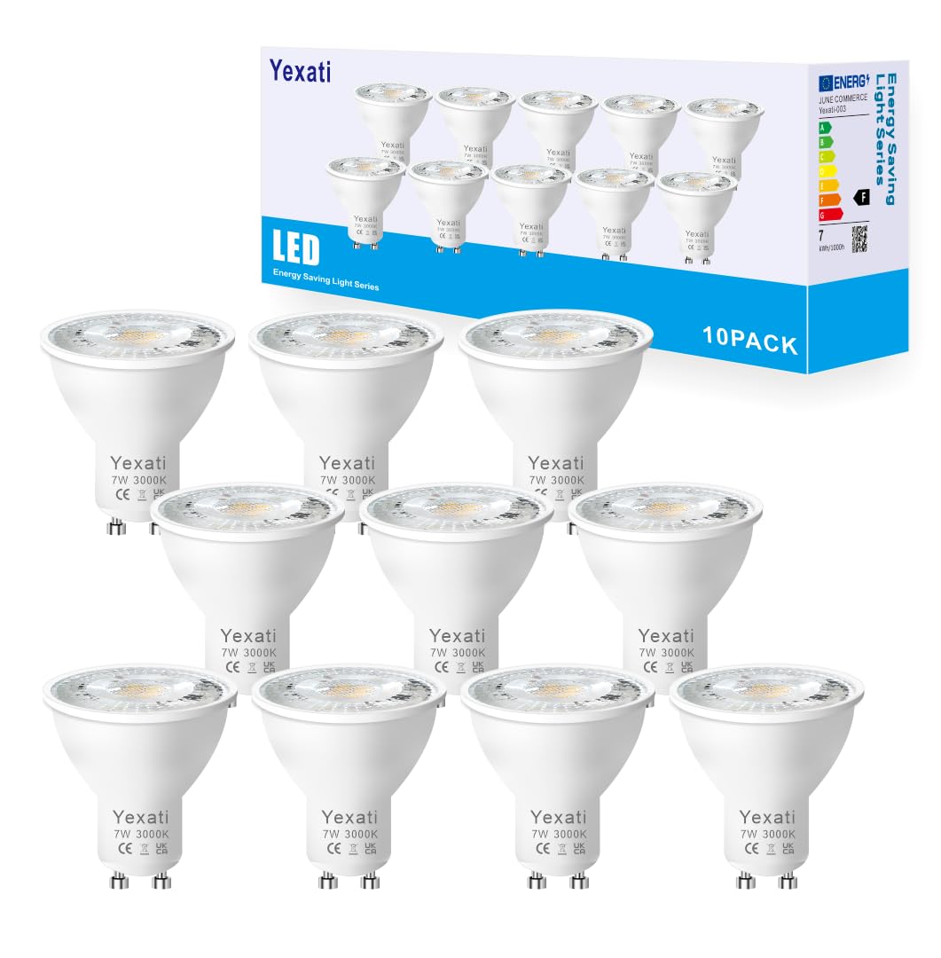 Yexati LED Bulb GU10,550 lumens, 7w(Equivalent to 50w Led Halogen), Warm White 3000k,Non Dimmable, Pack of 10