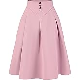 Allegra K Casual Office A-Line Skirt for Women's Knee Length Button Decor Midi Pleated Skirts