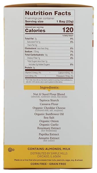 SIMPLE MILLS FARMHOUSE CHEDDAR CRACKERS SNACK PACK 8CT, 0.8 OZ