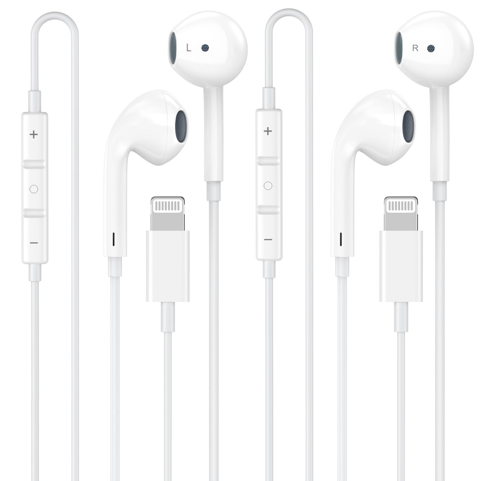 Photo 1 of [Apple MFi Certified] 2 Pack for iPhone Headphones Wired Earbuds/Earphones with Built-in Microphone & Volume Control HiFi Stereo Nosie Reduction for iPhone 14 13 12 11 Pro Max XS XR X 8, Plug and Play