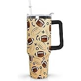 Ceovfoi 40 Oz Football Tumbler With Handle,Softball Coffee Travel Mug Cup Water Bottle,Softball Decor,Softball Gifts for Women