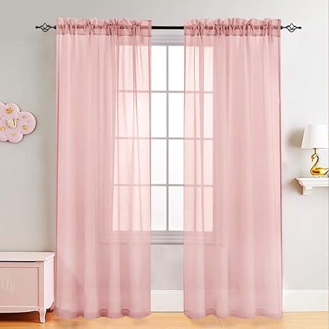 Girl S Room Sheer Curtains Pink 95 Inches Long For Bedroom Sheer
