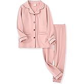 ACESTAR Kids Girls Boys Cotton Pajamas Set Long Sleeve Button Down Pjs Sleepwear Loungewear 2 Piece Set for Daily Size 3-12