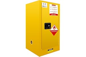 GENERIC 30 Gallon Yellow Flammable Storage Cabinet, Fireproof Steel Chemical Storage Locker with Adjustable Shelves, for Flammable Liquids, Industrial Use, Free Returns!