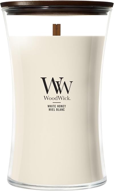 WoodWick Scented Candle Large Hourglass White Honey Wood Wick