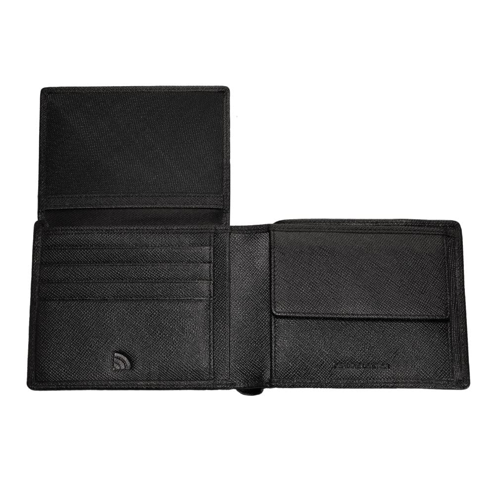Zippo - Purse/Wallet for Women and Men, Saffiano Leather, Black, with RFID Protection, Con Compartment, Ideal for Cards and Notes