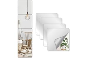 NKJVE Unbreakable Mirror Tiles Self Adhesive,4PCS 8”x8” Toddler Mirror for Classroom Decor, Peel and Stick On Small Mirrors for Wall Decor, Shatterproof Plastic Mirrors Stickers for Kids Decorative
