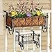 Collections Etc Black Iron Scrollwork Deck Rail Planter Box with Adjustable Brackets, Large