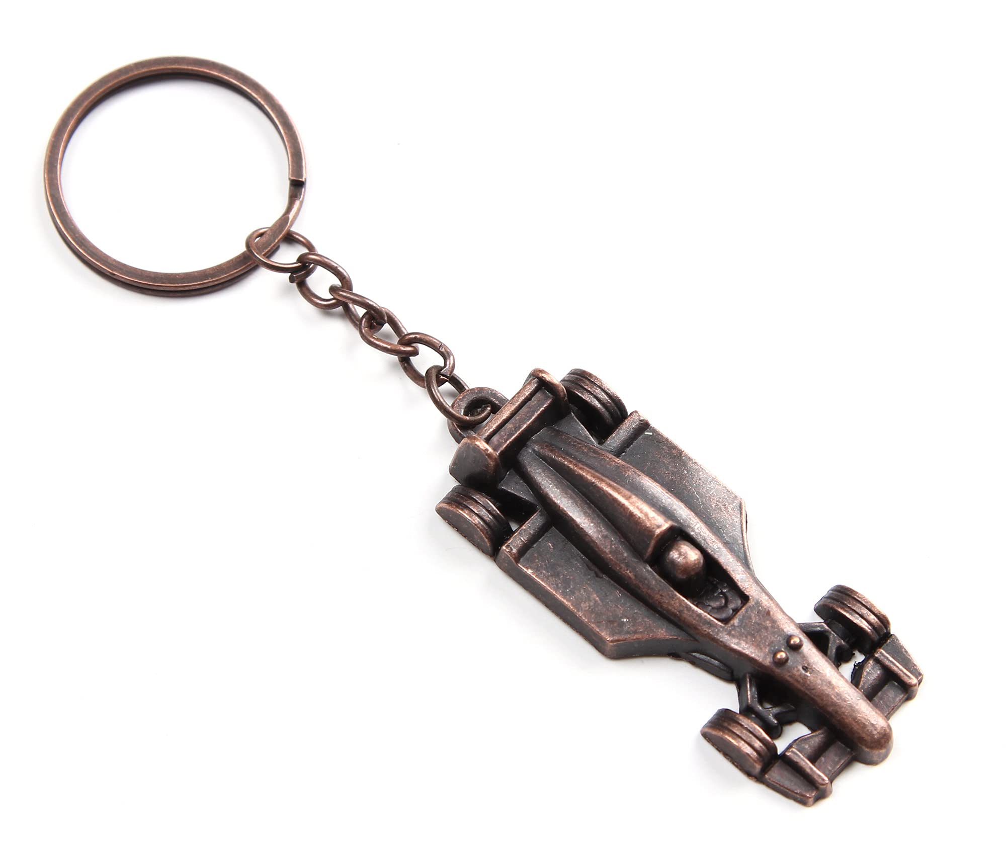 Komonee Bronze Formula Racing Car Keyring – Metal F1-Style Race Car Keychain, Motorsport Gift for Men & Women