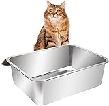 Kichwit Large Stainless Steel Cat Litter Box with