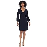 Donna Morgan Womens Long Sleeve V-Neck Dress