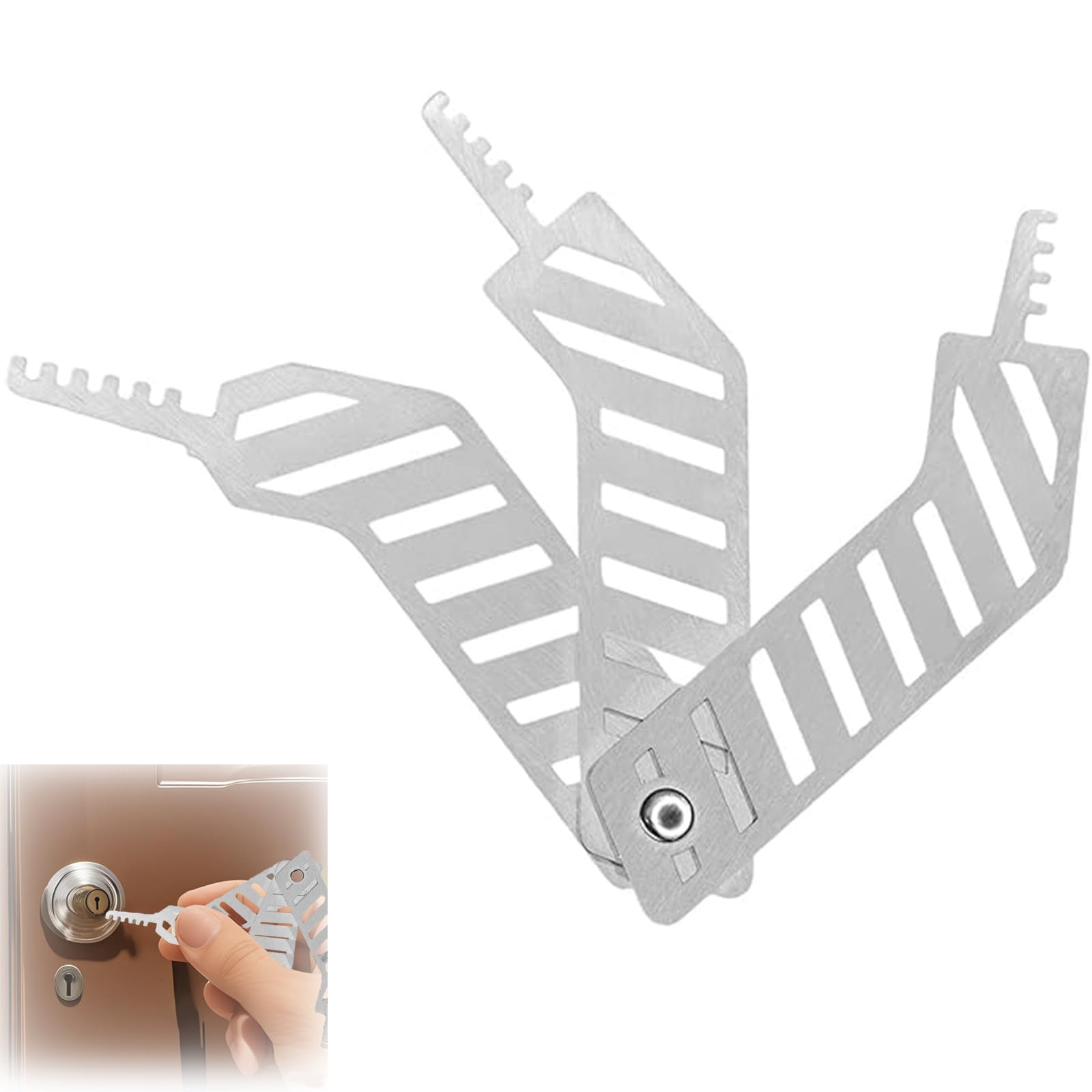 ZcrPrn Lock Pick,Lock Picking Kit,Comb Teeth Pick Set,Portable Lock Pick Set Pick Set,3 In 1 Lock Picking Training Set for Gate School Gym Emergency Fence