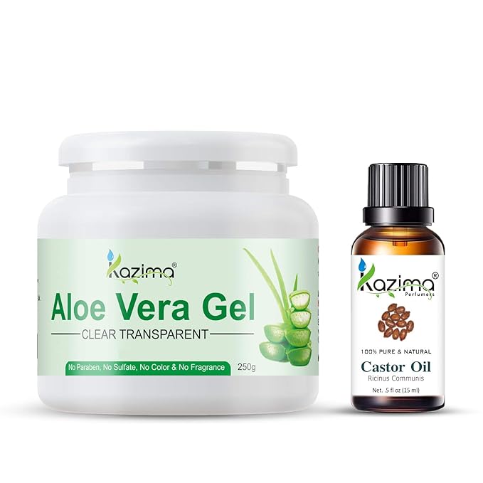 Amazon Com Kazima Aloe Vera Gel Raw 250 Gram And Castor Oil 15ml 100 Pure Natural Raw Combo Pack Ideal For Hair Growth Skin Treatment Face Acne Scars Moisturizer Beauty kazima aloe vera gel raw 250 gram