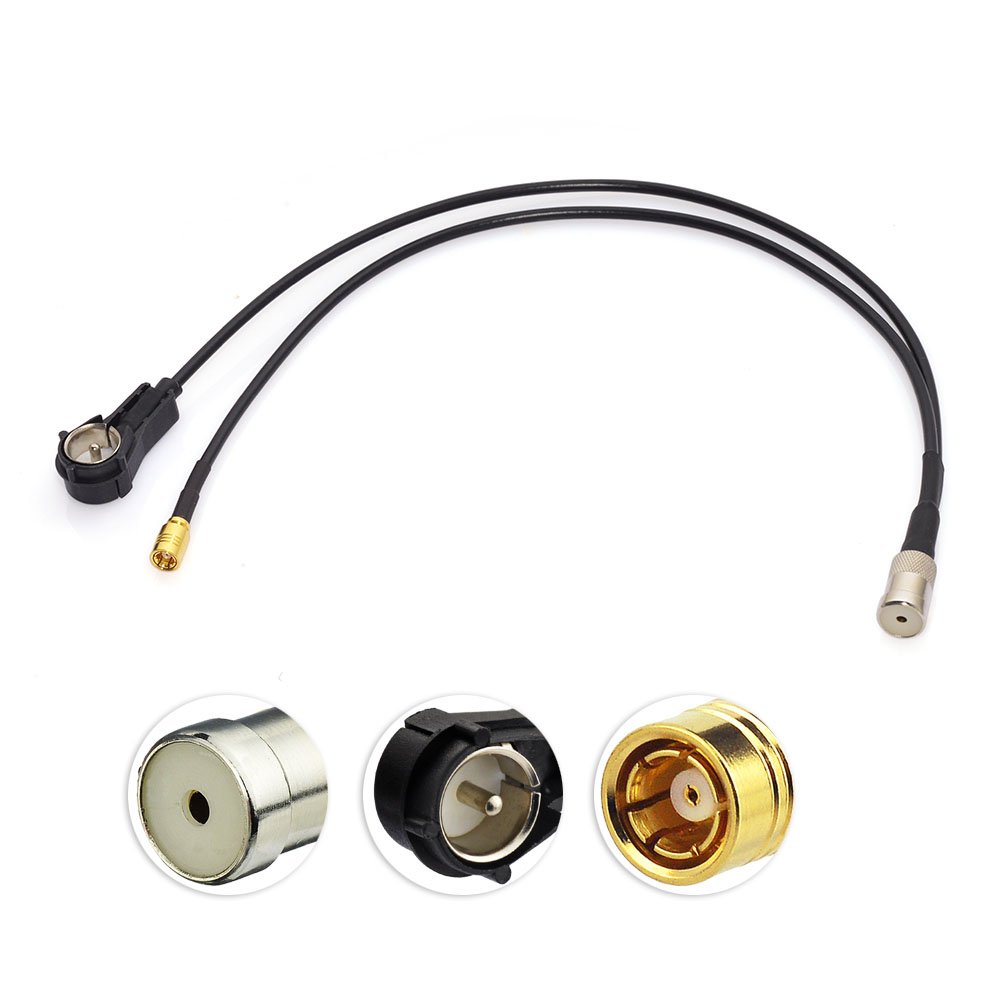 Eightwood Car Radio Antenna Adapter ISO Female to ISO Male + SMB Connector RG174 30cm Pigtail Cable AM/FM DAB+ Aerial Splitter Aftermarket Replacement Cable Inactive Converter
