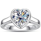 Raivari Moissanite Bezel Set Engagement Rings 3CT Round/Cushion/Heart/Oval Cut D Color VVS1 S925 Sterling Silver Wedding Promise Rings for Women with Certificate Elegant Gift Packed