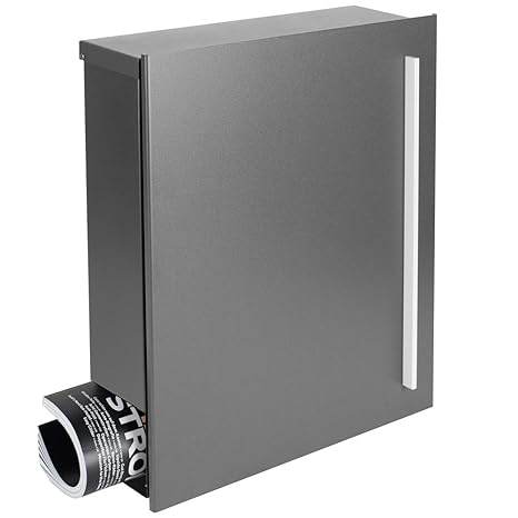 Design-Briefkasten mit Zeitungsfach 12 Liter grau-aluminium (RAL 9007) MOCAVI Box 110 Wandbriefkasten Postkasten