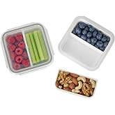 carrotez 2 Compartment Small Snack Containers, 1.1 cup - 2 Pack | Mini Snack Containers for Mini Fridge, Removable Compartments, Airtight Lids, Reusable, BPA Free