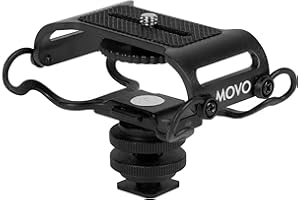 Movo SMM5-B Universal Microphone and Portable Recorder Shock Mount - Fits the Zoom H1n, H2n, H4n, H5, H6, Tascam DR-40x, DR-05x, DR-07x and others with a 1/4" Mounting Screw (Black)