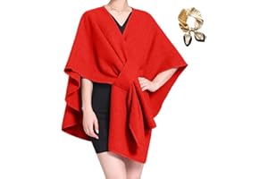 Women's Solid Color Cape Shawl, Elegant Open Front Knit Poncho Cardigan, Plus Size Knit Wraps for Fall Winters