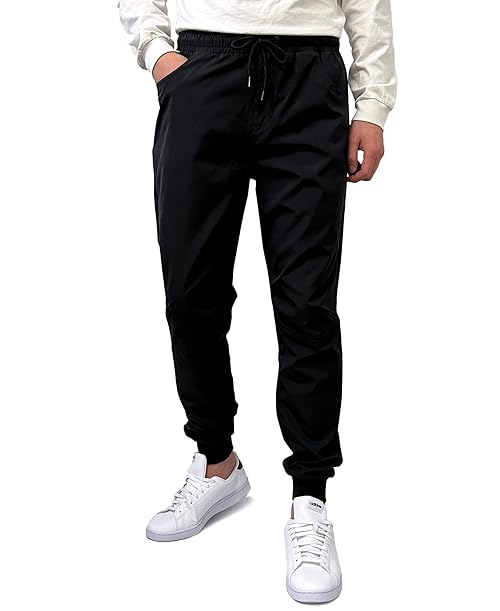 Southpole Men's Tech Woven Basic Jogger Pant for Men Lightweight Trackpant (Black, X-Large)