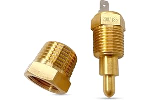 ZBGUN 1 PC Automobile Engine Fan Temperature Switch, 200 to 185 Degrees Adjustable Cooling Fan Switch with Cover, 3/8" Pipe Thread for 10" 12" 14" 16" Fans, Universal for Cars Accessories (Gold)