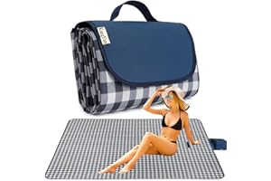 K Y KANGYUN Outdoor Picnic Blankets 80" x 80", Extra Large Beach Blanket, Foldable Lightweight Waterproof Sand Mat, Picnic Blanket for Beach Camping Hiking Park Patio (Dark Blue, 80x80 inch)