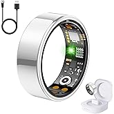 Health Tracker Ring, Smart Health Ring for Women Men with Heart Rate, Blood Oxygen, Sleep Monitor, Steps,Calories, No Subscription Fee, IP68 Waterproof Smart Ring for iPhone & Android (Silver, 6#)