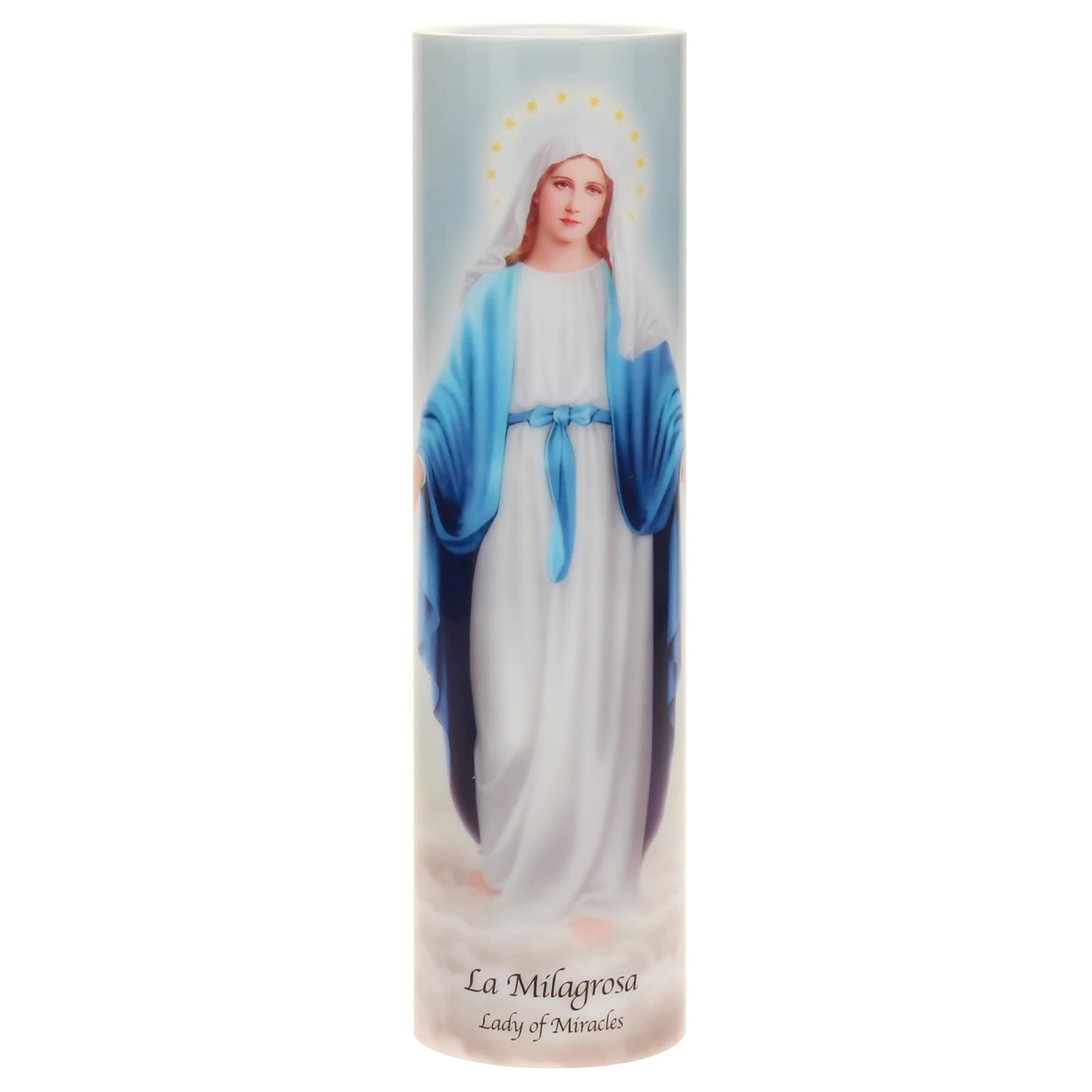 Stonebriar Lady of Miracles Flameless LED Devotional Prayer Candle with Automatic Timer