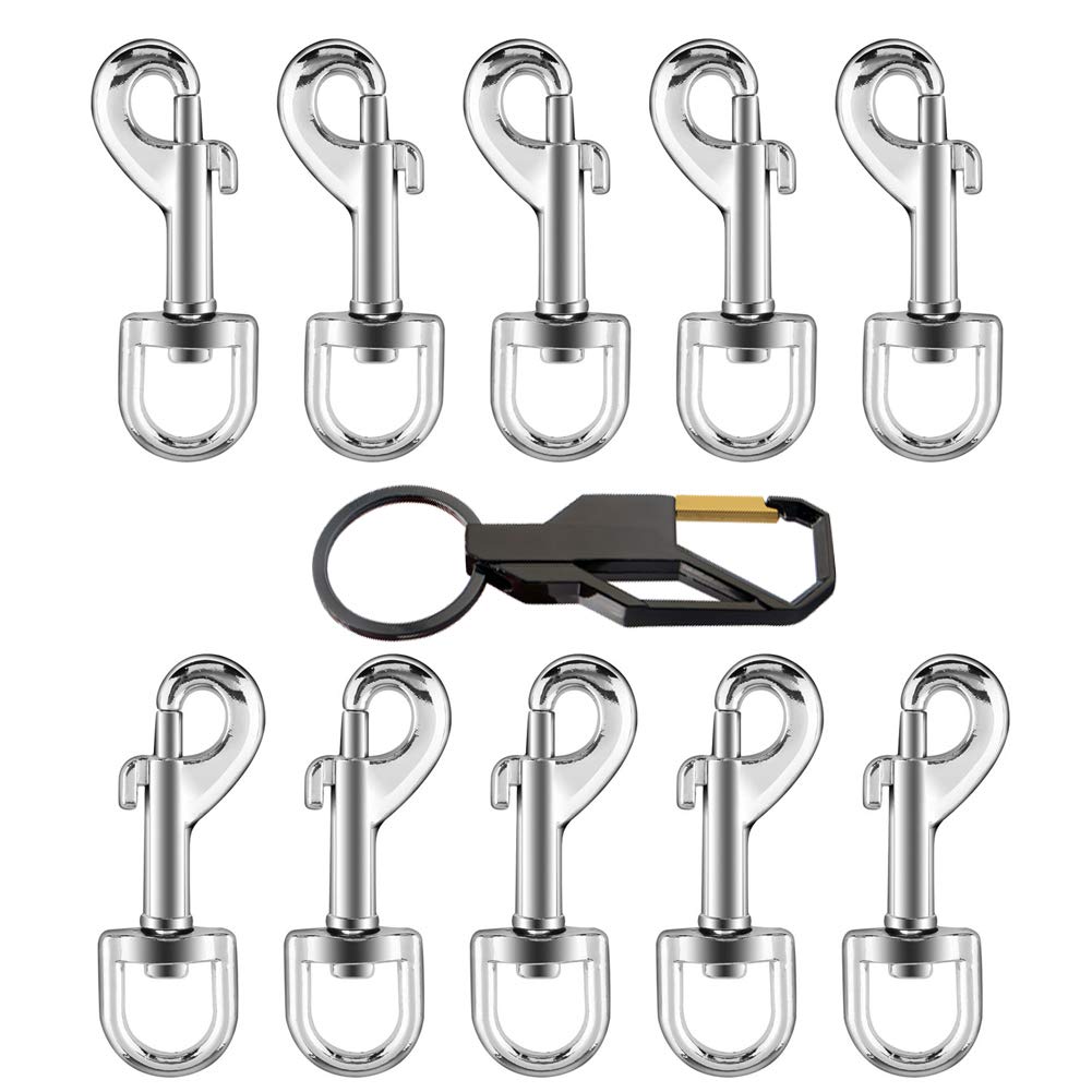 PETSTARCX 10Pcs Heavy Duty Nickel Plated Swivel Snap Hooks Pet Buckle 2.75"x0.83" Galvanized Swivel Snap Hooks with Spring Pet Buckle Multipurpose Dog Leashes Key Chain for Linking Pet Leash & Collar