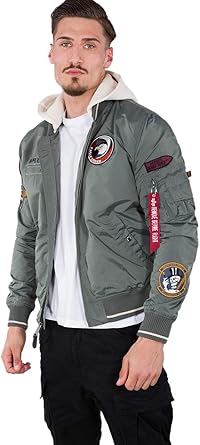 Alpha Industries Men Bomber Jacket Ma 1 Tt Hood Patch Size M Color Vintage Green Amazon Co Uk Clothing