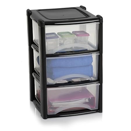 Delex Premium Plastic Tower Storage Unit 3 Drawer Assorted