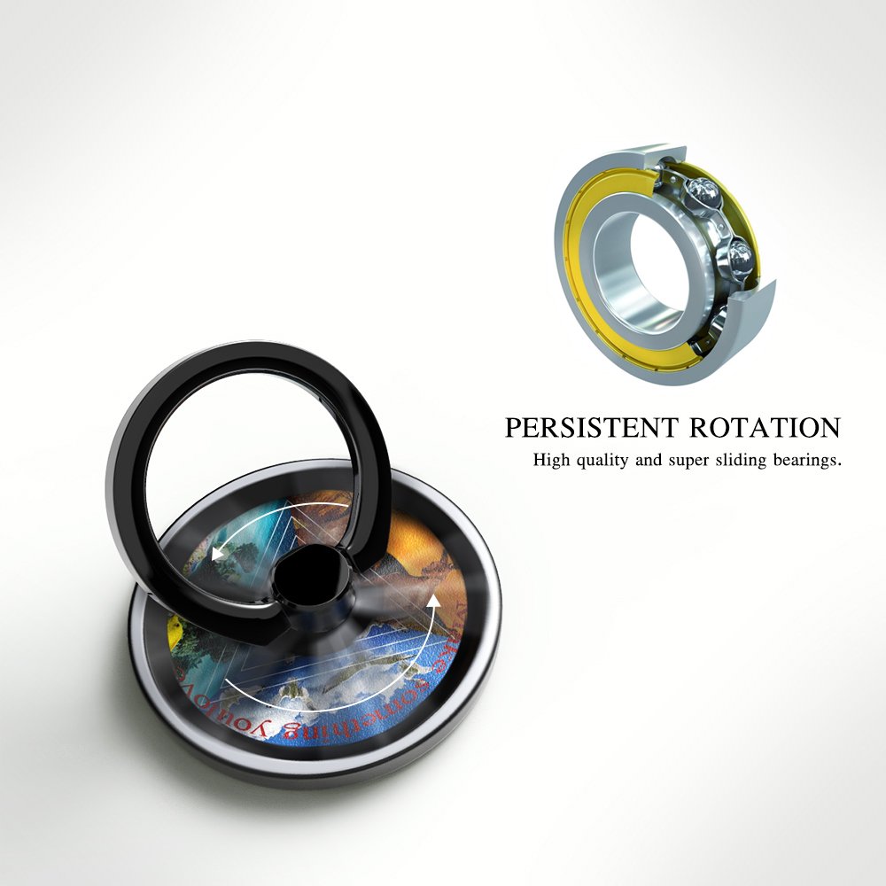 Finger Phone Ring Stands-Finger Spinner Knob Portion Function for Smart Cellphone Mount (Black & Siliver)