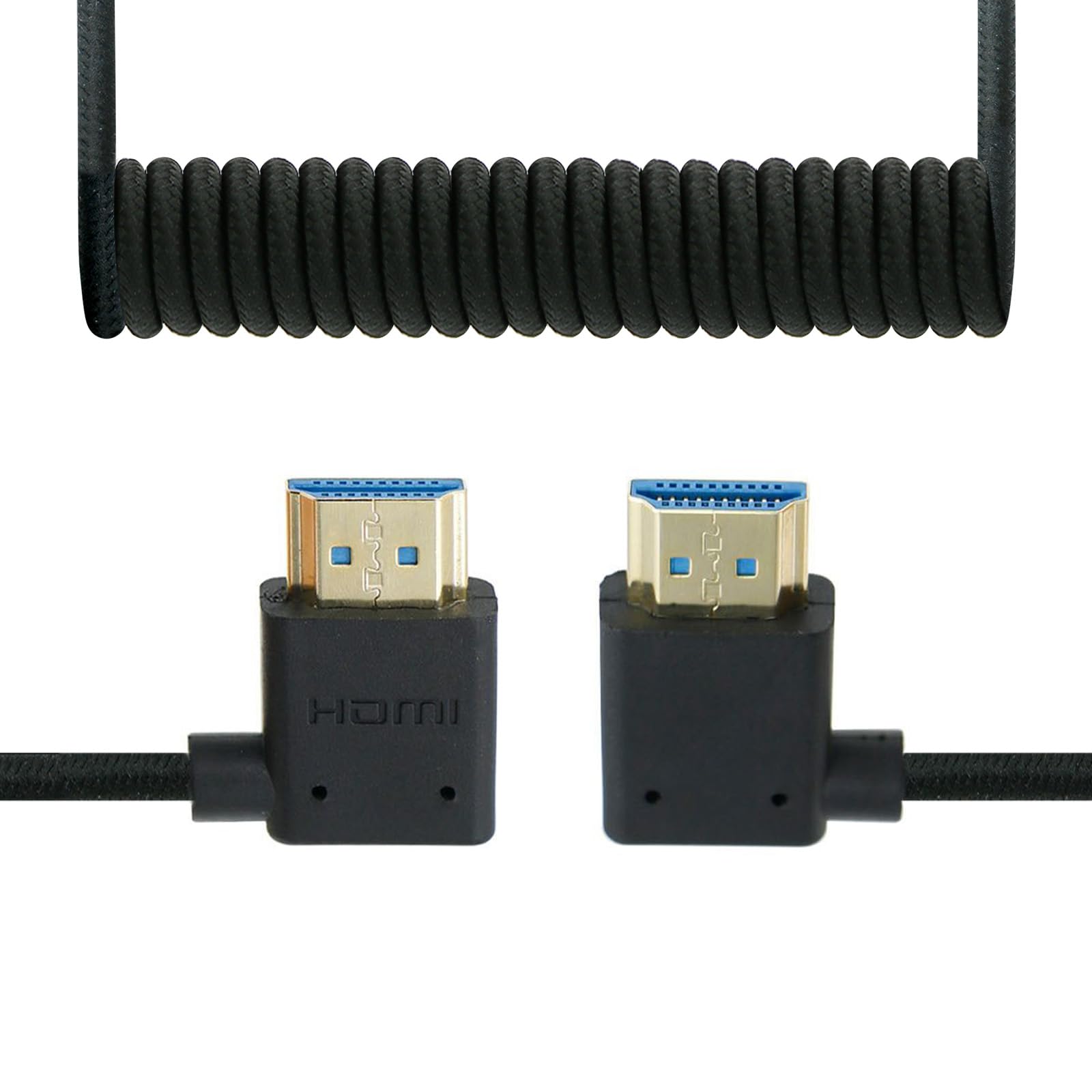 Uonecn 48Gbps High Speed HDMI to HDMI 2.1 Cable for Atomos Ninja V, Coiled Short HDMI Cord for Sony FS5| FS7| A7S3, Z CAM E2 Cameras, 8K 3D HDR 1080P HD eARC Support