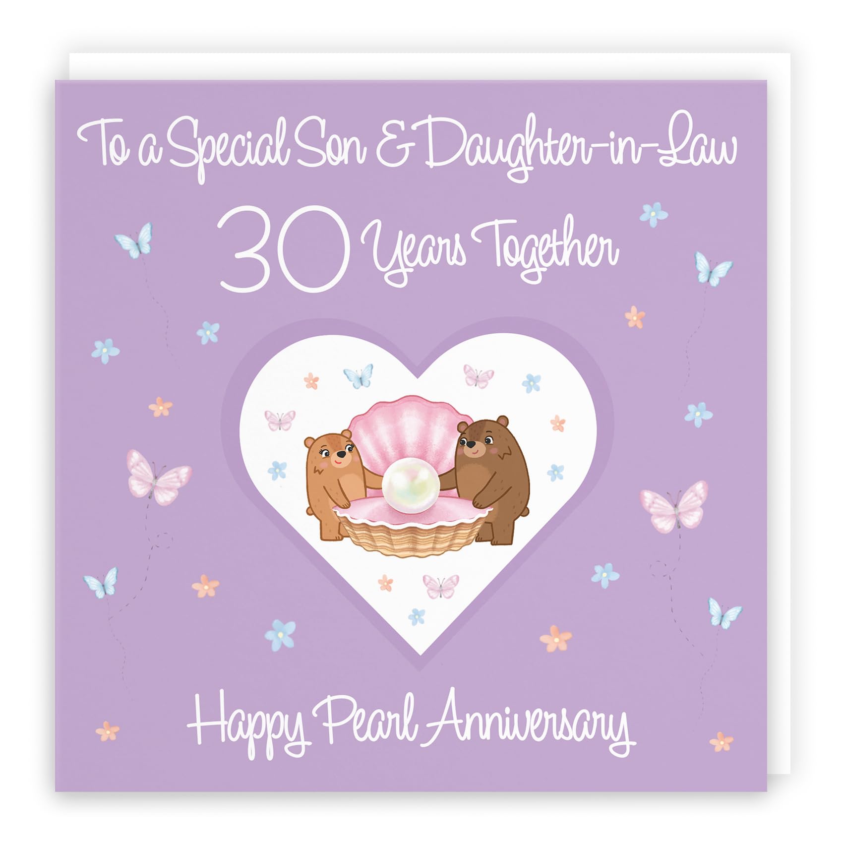Hunts England - Son & Daughter-in-Law 30th Anniversary Card - 30 Years - Pearl Anniversary - Romantic Meadows - Fun Card - 30th Anniversary Card For Son And Daughter-in-Law — image 1