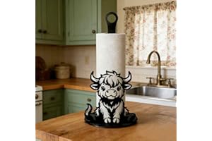 Highland Cow Metal Paper Towel Holder Farmhouse Highland Cow Kitchen Decor Accessories Large Trendy Tissue Towel Holder Stand