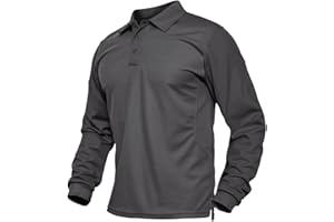 BIYLACLESEN Men's Jersey Golf Polo Shirts Outdoor Pique Performance Tactical Military Long Sleeve Shirts