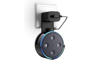 Aivalas Speaker Wall Mount Holder, Wall Mount Stand for Alexa Dot(2nd Gen), Space-Saving Outlet Stand Holder with USB Cable, Back Holes Design (1 Pack, Black)
