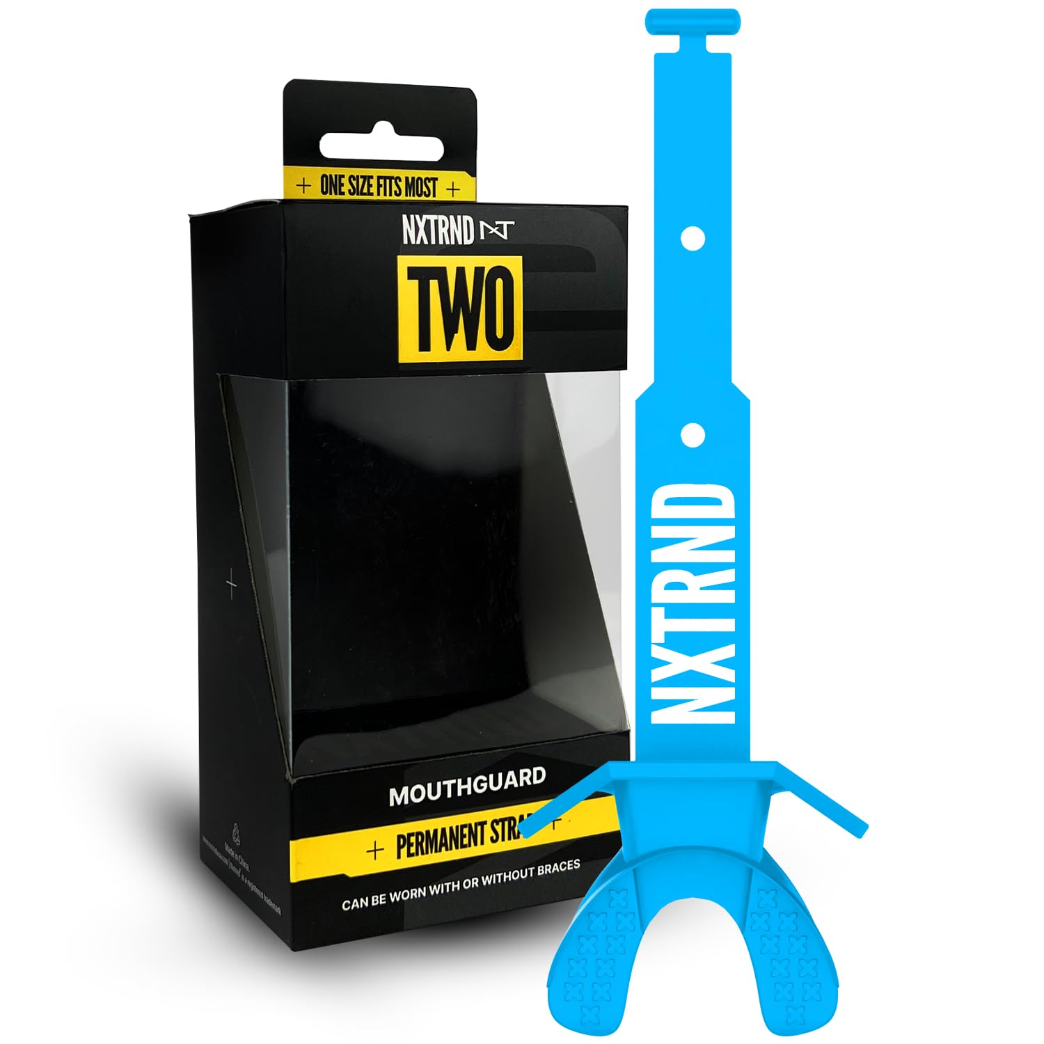 Photo 1 of Nxtrnd Two Football Mouth Guard, Football Mouthpiece with Strap, Fits Adult & Youth (Neon Blue)