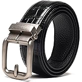 Fabio Valenti Men's Genuine Leather Ratchet Dress Belt with Automatic Buckle, Adjustiable Sizes, Handmade, All leather Strap