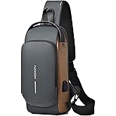 Geanbun Sling Bag for Men Anti-Theft USB Crossbody Backpack Waterproof Chest Daypack | Anti-Theft, USB, Waterproof