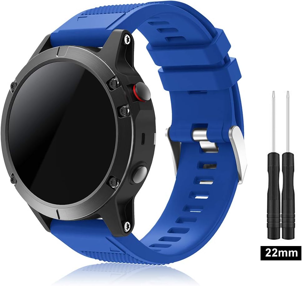 TOPsic Fenix 5 Straps, Quick Fit 22mm Soft Silicone Sport Replacement Band for Fenix 5/Fenix 5 Plus/Forerunner 935/Fenix 6/Fenix 6 Pro/Fenix 7/Fenix 7 Solar/Fenix 7 Sapphire Solar