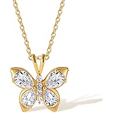 JoyToGo 18K Gold Plated Butterfly Necklace for Women Non Tarnish 18K Gold Plated Cubic Zirconia Butterfly Pendant Necklace Dainty Lightweight Gold Pendant Necklaces Jewelry Gifts Trendy Stuff