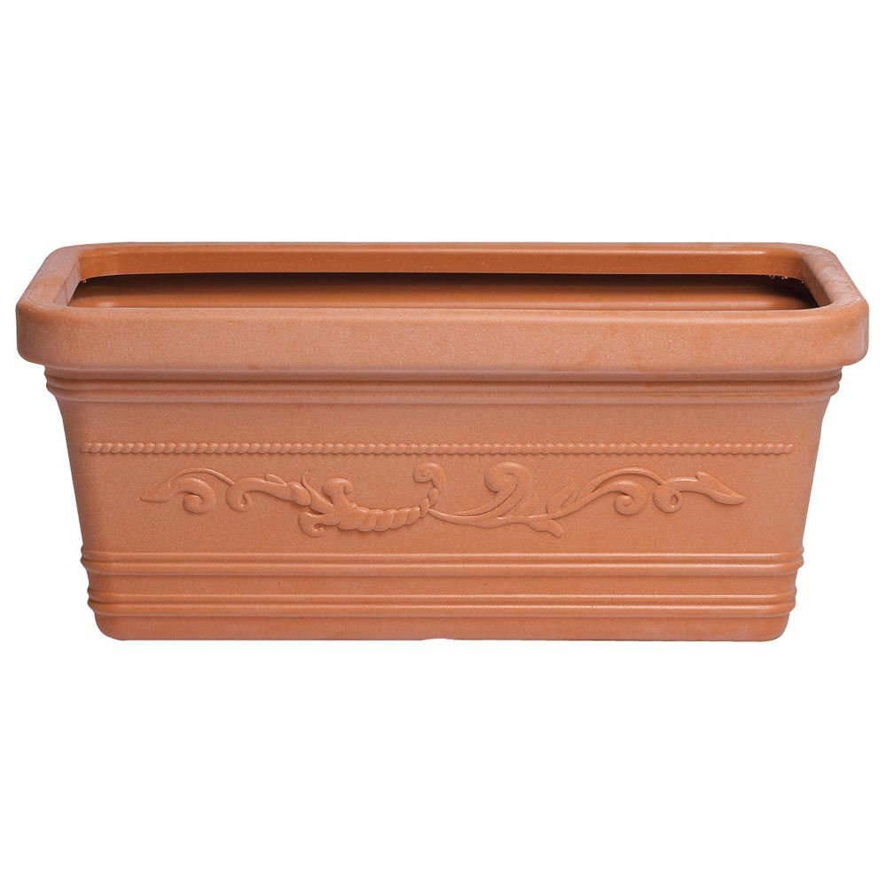 SATURNIA Rectangular Resin Planter, Terracotta Colour, Resistant, Ideal Outdoor, 80 x 40 cm.
